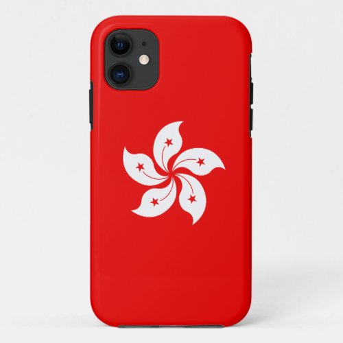 Hong Kong Flag White Orchid Symbol on red iPhone 11 Case