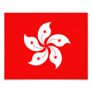 Hong Kong Flag White Orchid Symbol Photo Print