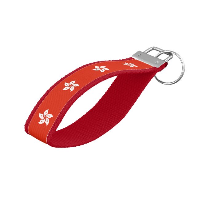 Hong Kong Flag Wrist Keychain (Angled Up)