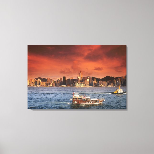 Hong Kong Harbor at Sunset Canvas Print (Front)