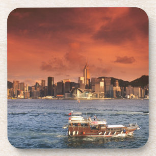 Hong Kong Harbor at Sunset Coaster