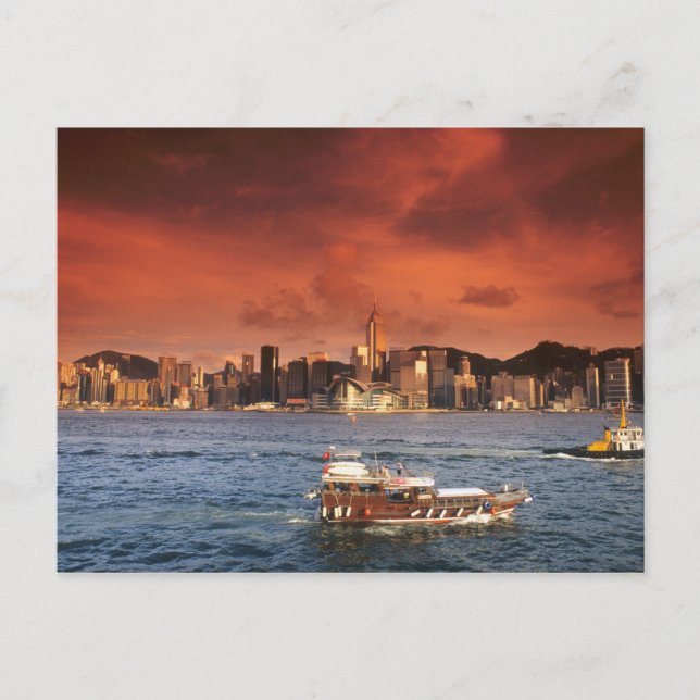 Hong Kong Harbor at Sunset Postcard (Front)