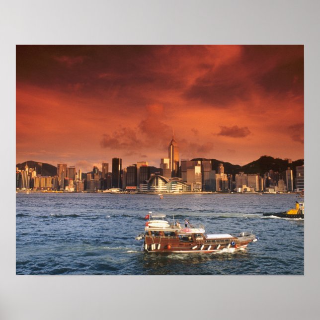 Hong Kong Harbor at Sunset Poster (Front)