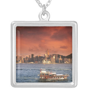 Hong Kong Harbor at Sunset Silver Plated Necklace
