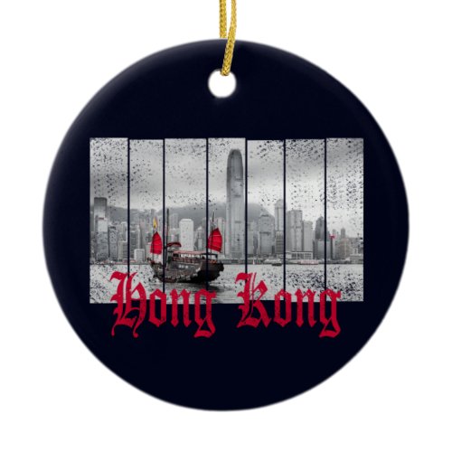 Hong Kong harbor skyline vintage china souvenir Ceramic Ornament