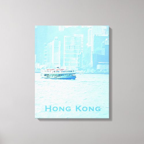 Hong Kong Harbour ferry vintage travel Canvas Print