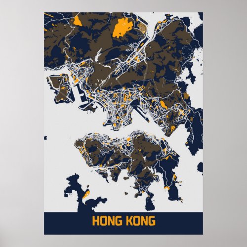 Hong Kong _ Hong Kong Bluefresh City Map Poster