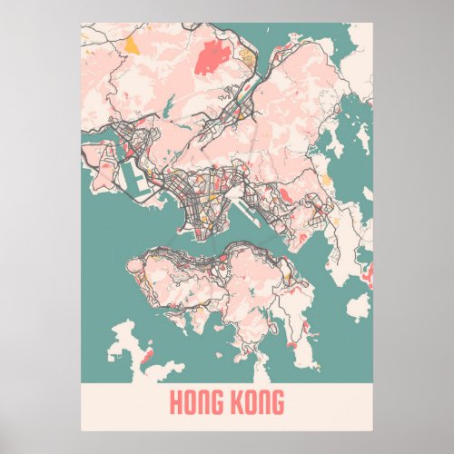 Hong Kong _ Hong Kong Chalk City Map Poster