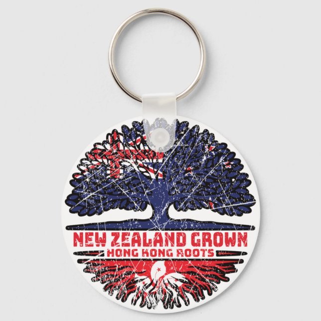 Hong Kong Hongkong New Zealander New Zealand Tree Keychain (Front)