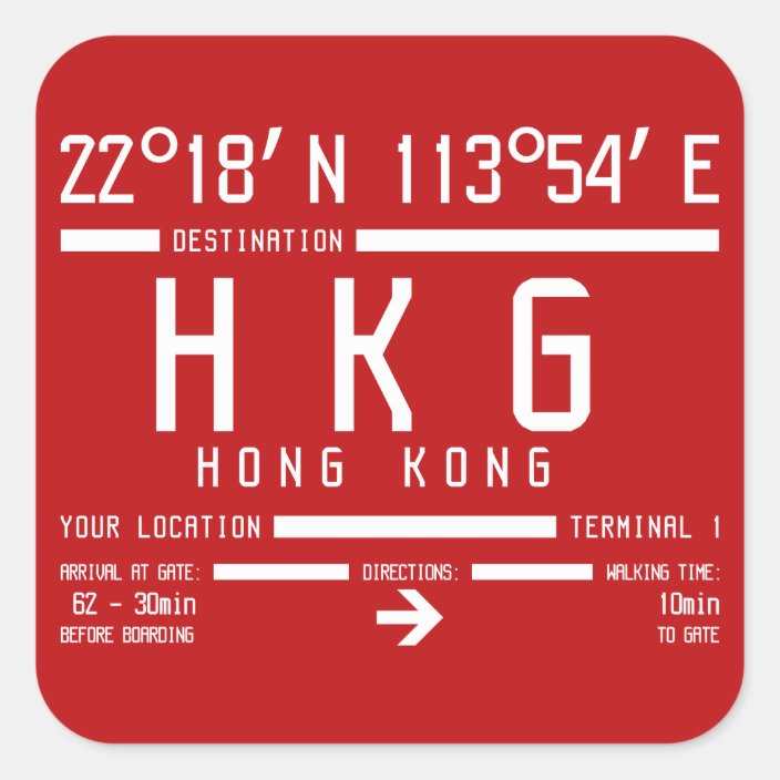 Hong Kong International Airport Code HKG Square Sticker | Zazzle.com