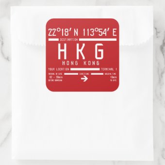 Hong Kong International Airport Code HKG Square Sticker | Zazzle