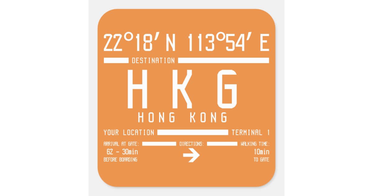 Hong Kong International Airport Code Square Sticker | Zazzle
