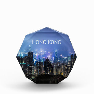 Hong Kong Island Skyline Panorama Night Souvenir Acrylic Award