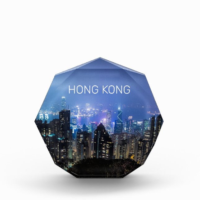 Hong Kong Island Skyline Panorama Night Souvenir Acrylic Award (Front)