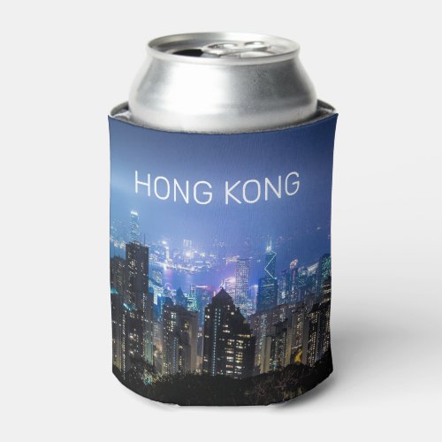 Hong Kong Island Skyline Panorama Night Souvenir Can Cooler