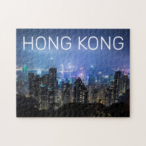 Hong Kong Island Skyline Panorama Night Souvenir Jigsaw Puzzle