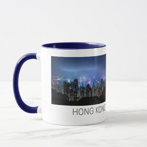 Hong Kong Island Skyline Panorama Night Souvenir Mug