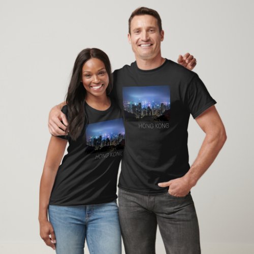 Hong Kong Island Skyline Panorama Night Souvenir T_Shirt