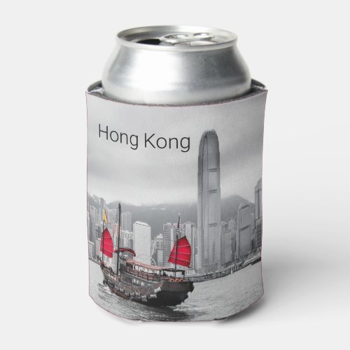 Hong Kong Island Skyline Vintage Panorama Souvenir Can Cooler