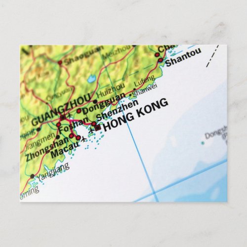 Hong Kong Map Postcard