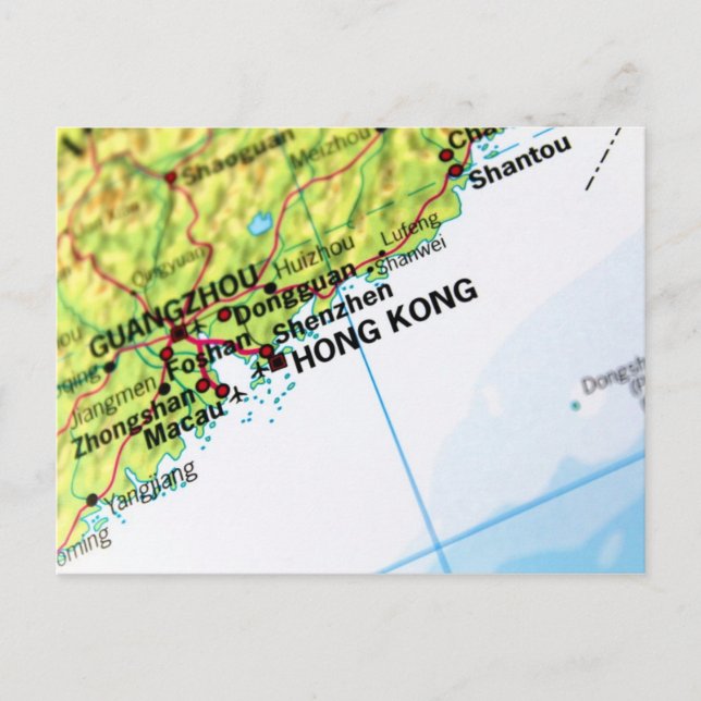 Hong Kong Map Postcard (Front)