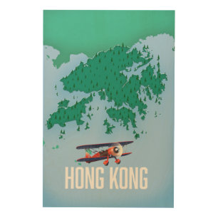 Hong Kong Map Wood Wall Art