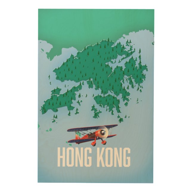 Hong Kong Map Wood Wall Art (Front)