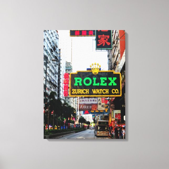 Hong Kong Nathan Road Stretched Canvas Print (Front)