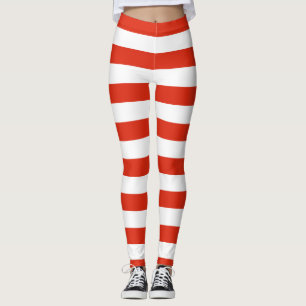 Hong Kong National Flag Colors Horizontal Striped Leggings