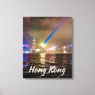 Hong Kong night lights city skyline modern travel Canvas Print