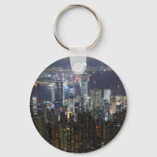 Hong Kong Night Skyline Keychain