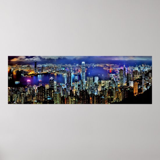 Hong Kong night skyline Poster