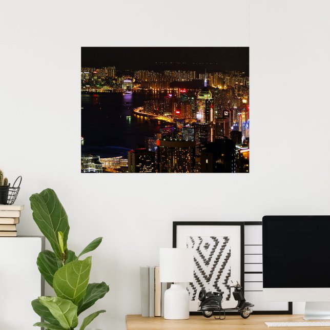 Hong Kong Nightscape Travel Poster (Home Office)