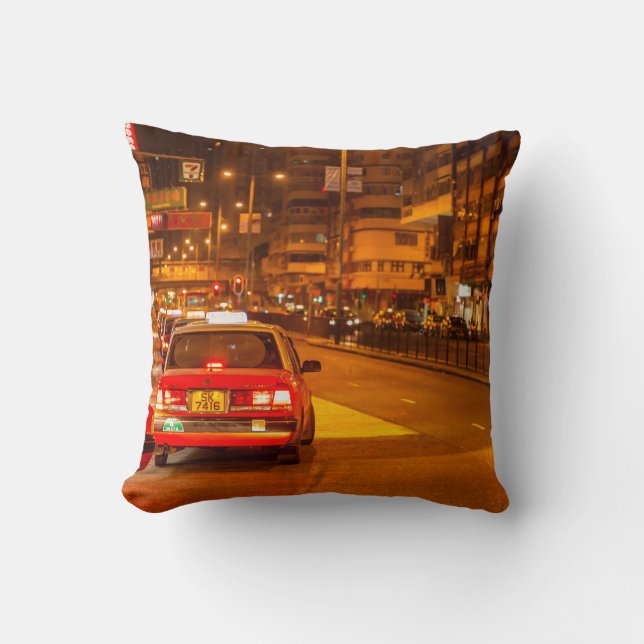 Hong Kong quiet nigh street travel scene at Mong k Throw Pillow (Front)