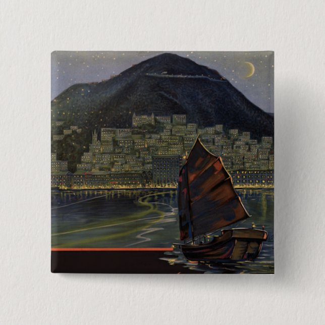 Hong Kong ~ Riviera of the Orient Pinback Button (Front)