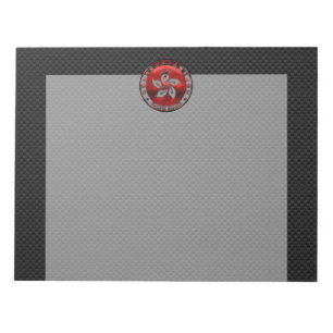 Hong Kong Ruby Orchid Inlay on Carbon Fiber Print Notepad