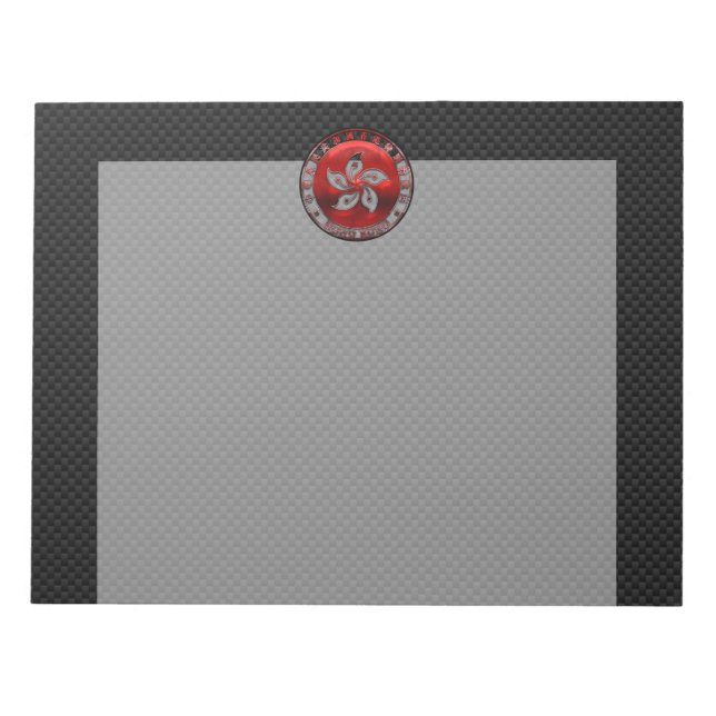 Hong Kong Ruby Orchid Inlay on Carbon Fiber Print Notepad (Front)