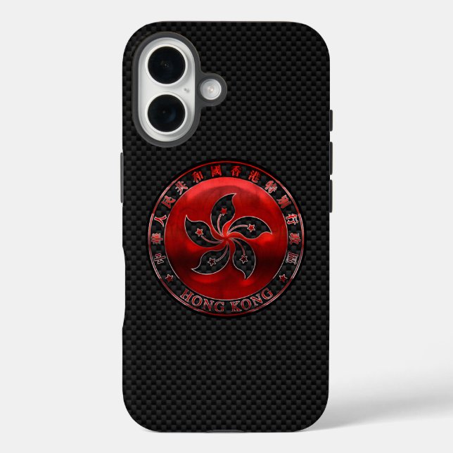 Hong Kong Ruby Seal on Carbon Fiber Print Case-Mate iPhone Case (Back)