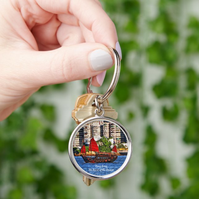 Hong Kong Sampan The Pearl of the Orient Keychain (Hand)