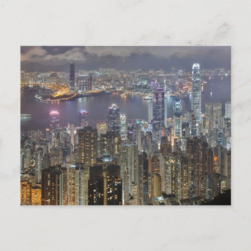Hong Kong skyline at night Post Card
