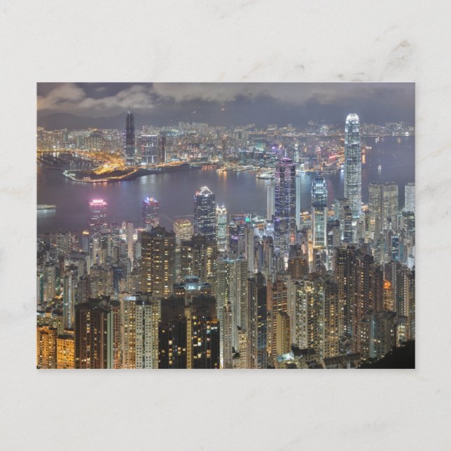 Hong Kong skyline at night Post Card (Front)