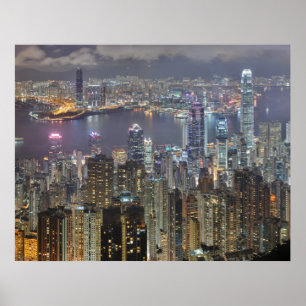 Hong Kong Skyline at Night Poster