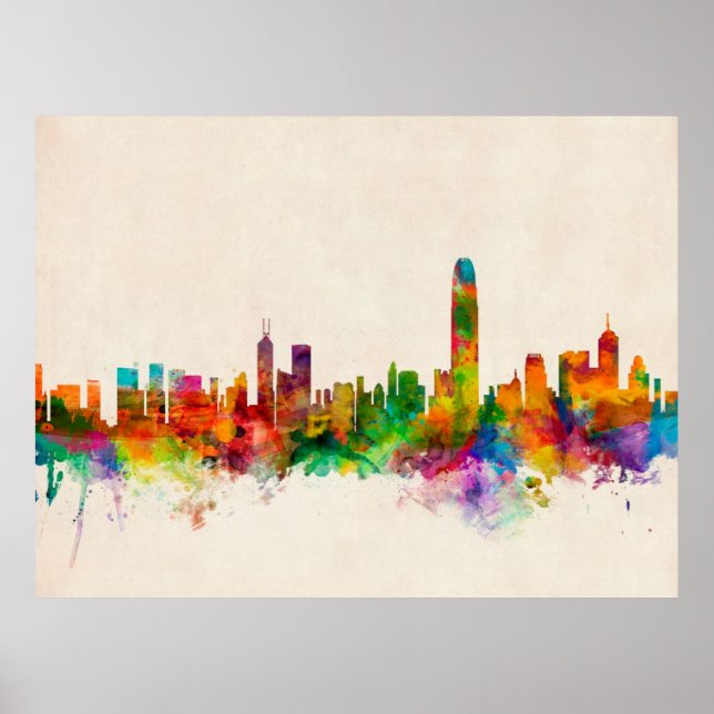 Hong Kong Skyline Cityscape Poster (Front)