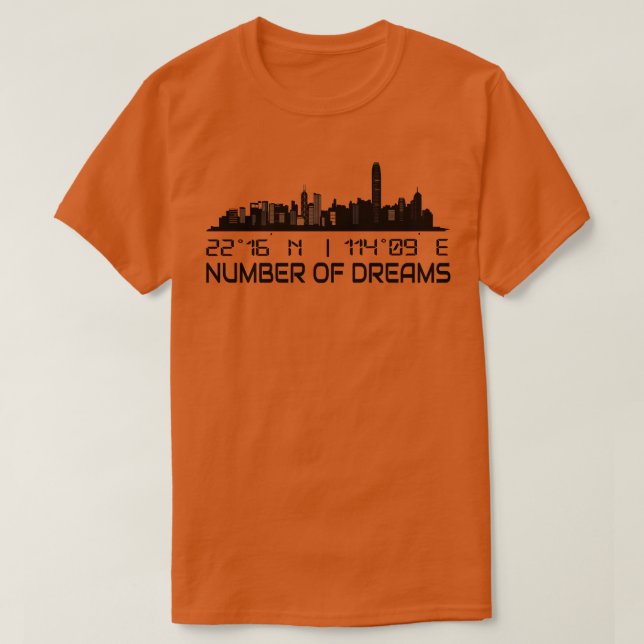 Hong Kong Skyline Gps Coordinates Capital City 1 T-Shirt (Design Front)