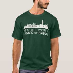 Hong Kong Skyline Gps Coordinates Capital City T-Shirt