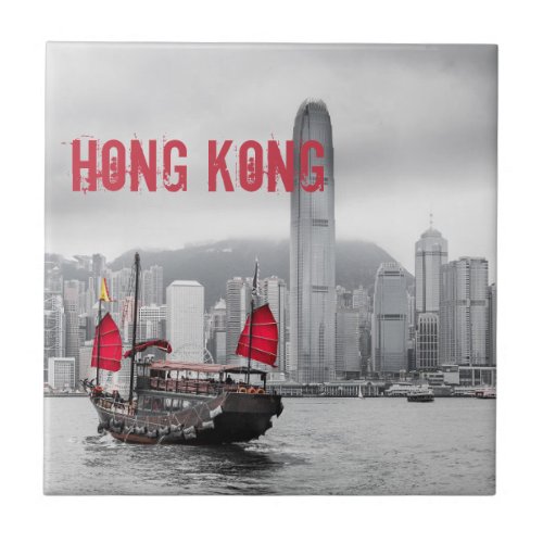 Hong Kong Skyline Panorama Fine Art gift Ceramic Tile