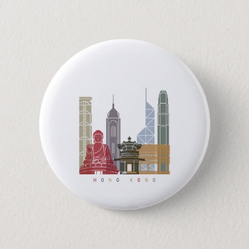 Hong Kong skyline poster V2 Button