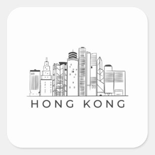 Hong kong skyline square sticker