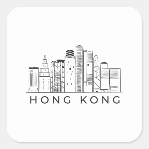 Hong kong skyline square sticker