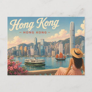 Hong Kong - The Lady in the Hat Travel Postcard